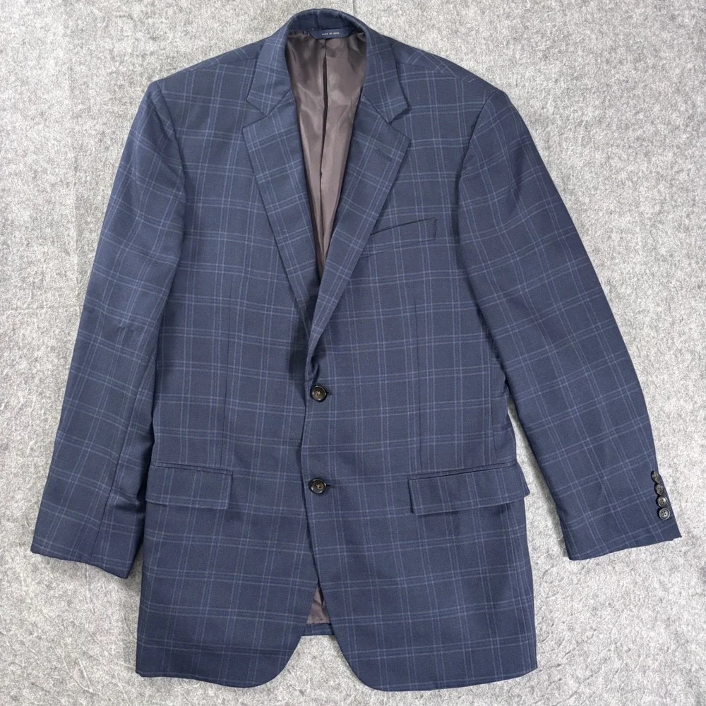 Brooks Brothers Men Silk Wool Blue Plaid Sport Coat E Thomas Bemberg Blazer 41R